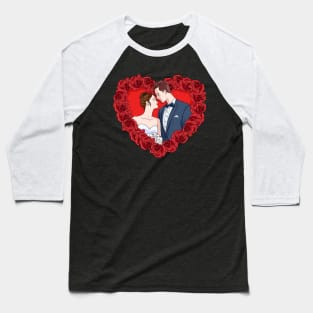 Married Couple Heart Roses Happy Valentines Day Gift Baseball T-Shirt